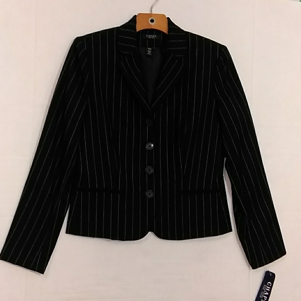 NWT CHAPS CEREER BLACK WOMEN'S BLAZER  SIZE 6